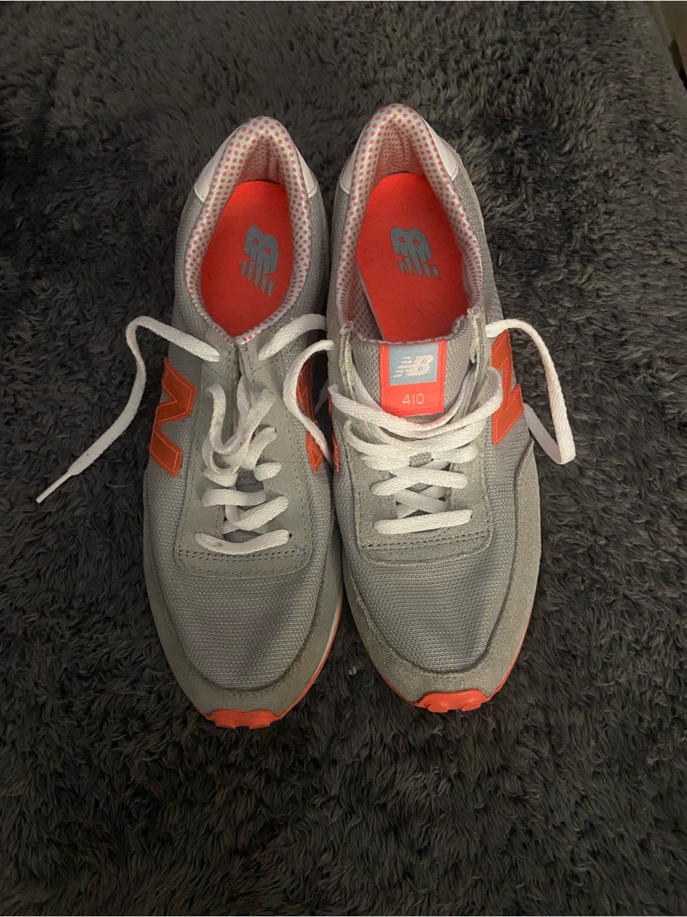 New Balance Grey and Coral Athletic Sneakers